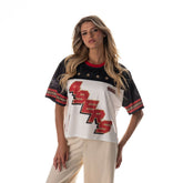 San Francisco 49ers The Wild Collective Women's Boxy Cropped Mesh T-Shirt - White for sale