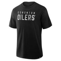 Edmonton Oilers Fanatics Play Distressed Wordmark Stadium Slub T-Shirt Black