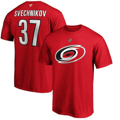 Andrei Svechnikov Carolina Hurricanes Fanatics Authentic Stack Name & Number T-Shirt Red