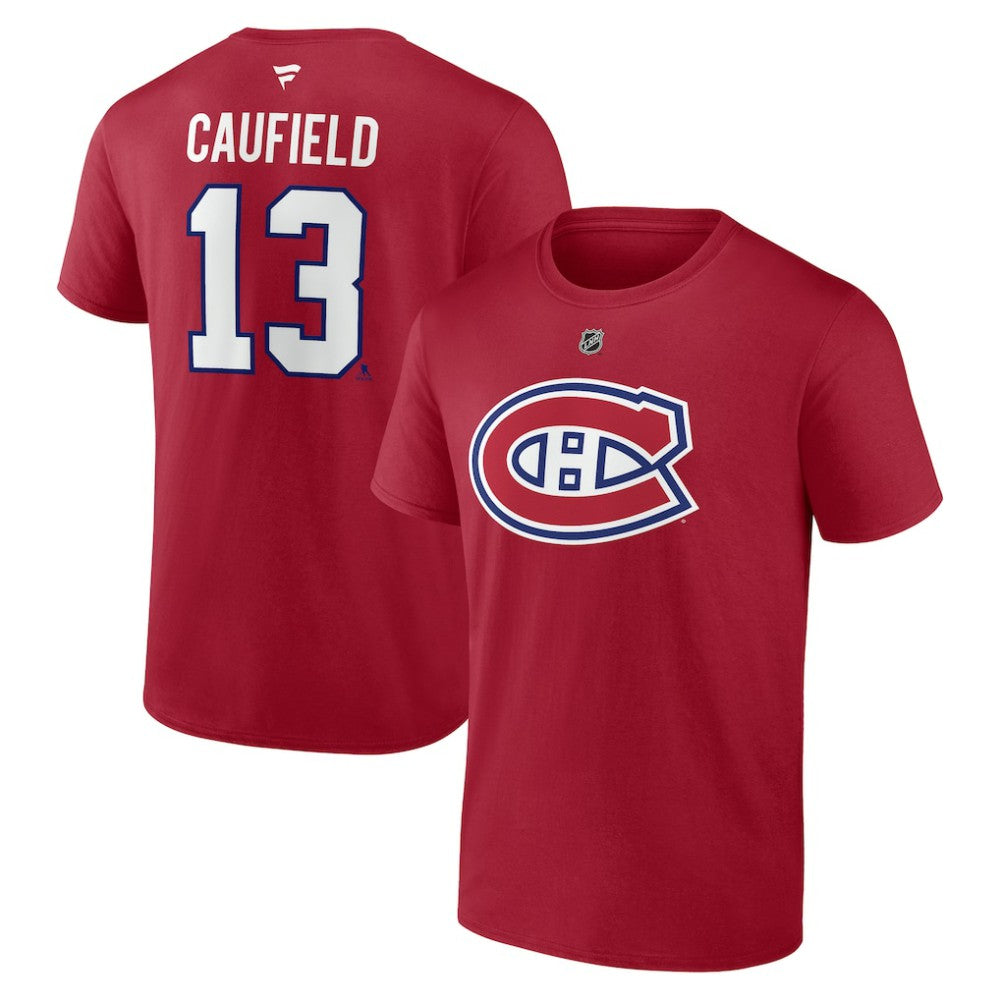 Cole Caufield Montreal Canadiens Fanatics Authentic Stack Name & Number T-Shirt Red