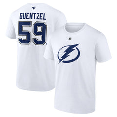 Jake Guentzel Tampa Bay Lightning Fanatics Authentic Stack Name & Number T-Shirt White