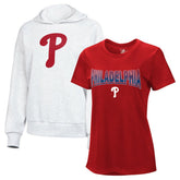 Philadelphia Phillies G-III 4Her by Carl Banks Women's T-Shirt and Hoodie Combo Pack - Red/Bright Heather Ceramic