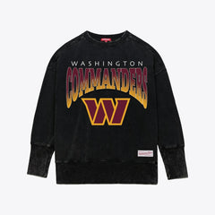 Washington Commanders Women's Delineate Mineral Wash Crewneck Sweatshirt - Black sale