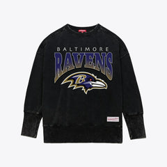 Baltimore Ravens Women's Delineate Mineral Wash Crewneck Sweatshirt - Black for sale