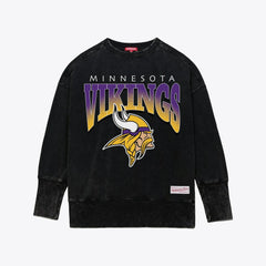Minnesota Vikings Women's Delineate Mineral Wash Crewneck Sweatshirt - Black outlet