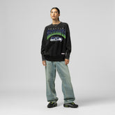 Seattle Seahawks Women's Delineate Mineral Wash Crewneck Sweatshirt - Black sale
