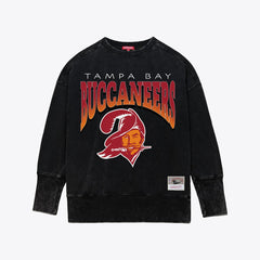 Tampa Bay Buccaneers Women's Delineate Mineral Wash Crewneck Sweatshirt - Black on sale