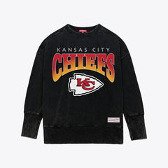 Kansas City Chiefs Women's Delineate Mineral Wash Crewneck Sweatshirt - Black discount