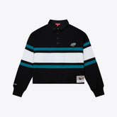 Jacksonville Jaguars Women's Throwback Cropped Long Sleeve Rugby Polo - Black outlet