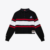 New England Patriots Women's Throwback Cropped Long Sleeve Rugby Polo - Black sale