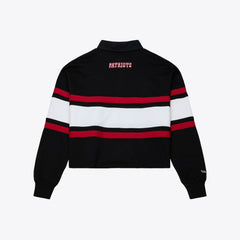New England Patriots Women's Throwback Cropped Long Sleeve Rugby Polo - Black sale