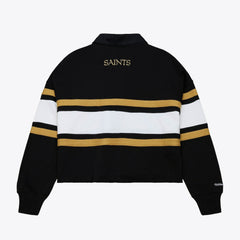 New Orleans Saints Women's Cropped Long Sleeve Rugby Polo - Black on sale