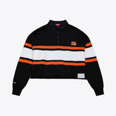 Cincinnati Bengals Women's Cropped Long Sleeve Rugby Polo - Black outlet