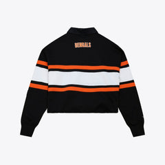 Cincinnati Bengals Women's Cropped Long Sleeve Rugby Polo - Black outlet