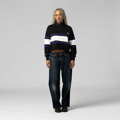 Baltimore Ravens Women's Cropped Long Sleeve Rugby Polo - Black discount