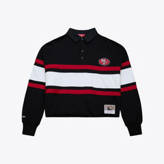 San Francisco 49ers Women's Cropped Long Sleeve Rugby Polo - Black online