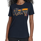 Houston Astros Starter Women's Groovy Script Team Fitted T-Shirt - Navy