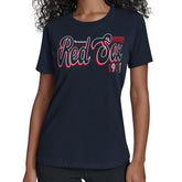 Boston Red Sox Starter Women's Groovy Script Team Fitted T-Shirt - Navy
