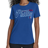 Philadelphia Phillies Starter Women's Groovy Script Team Fitted T-Shirt - Royal
