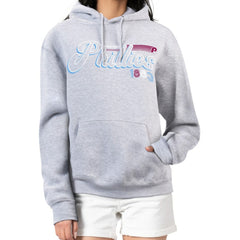 Philadelphia Phillies Starter Women's Groovy Script Team Fleece Pullover Hoodie - Gray