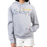 Milwaukee Brewers Starter Women's Groovy Script Team Fleece Pullover Hoodie - Gray
