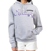 Colorado Rockies Starter Women's Groovy Script Team Fleece Pullover Hoodie - Gray