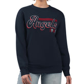 Los Angeles Angels Starter Women's Groovy Script Team Fleece Pullover Sweatshirt - Navy
