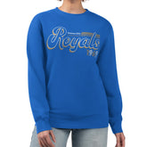 Kansas City Royals Starter Women's Groovy Script Team Fleece Pullover Sweatshirt - Royal