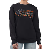 Baltimore Orioles Starter Women's Groovy Script Team Fleece Pullover Sweatshirt - Black