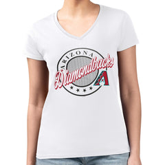 Arizona Diamondbacks G-III 4Her by Carl Banks Women's Super-Slim Fit Lightweight Pinstripe Circle V-Neck T-Shirt - White