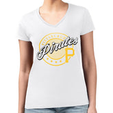 Pittsburgh Pirates G-III 4Her by Carl Banks Women's Super-Slim Fit Lightweight Pinstripe Circle V-Neck T-Shirt - White