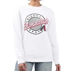 Arizona Diamondbacks G-III 4Her by Carl Banks Women's Pinstripe Circle Team Fleece Pullover Sweatshirt - White