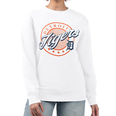 Detroit Tigers G-III 4Her by Carl Banks Women's Pinstripe Circle Team Fleece Pullover Sweatshirt - White