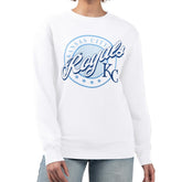 Kansas City Royals G-III 4Her by Carl Banks Women's Pinstripe Circle Team Fleece Pullover Sweatshirt - White