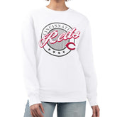 Cincinnati Reds G-III 4Her by Carl Banks Women's Pinstripe Circle Team Fleece Pullover Sweatshirt - White
