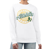 Athletics G-III 4Her by Carl Banks Women's Pinstripe Circle Team Fleece Pullover Sweatshirt - White