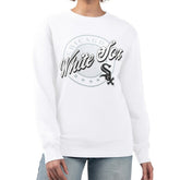 Chicago White Sox G-III 4Her by Carl Banks Women's Pinstripe Circle Team Fleece Pullover Sweatshirt - White