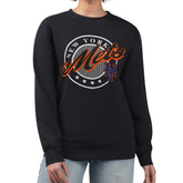 New York Mets G-III 4Her by Carl Banks Women's Pinstripe Circle Team Fleece Pullover Sweatshirt - Black