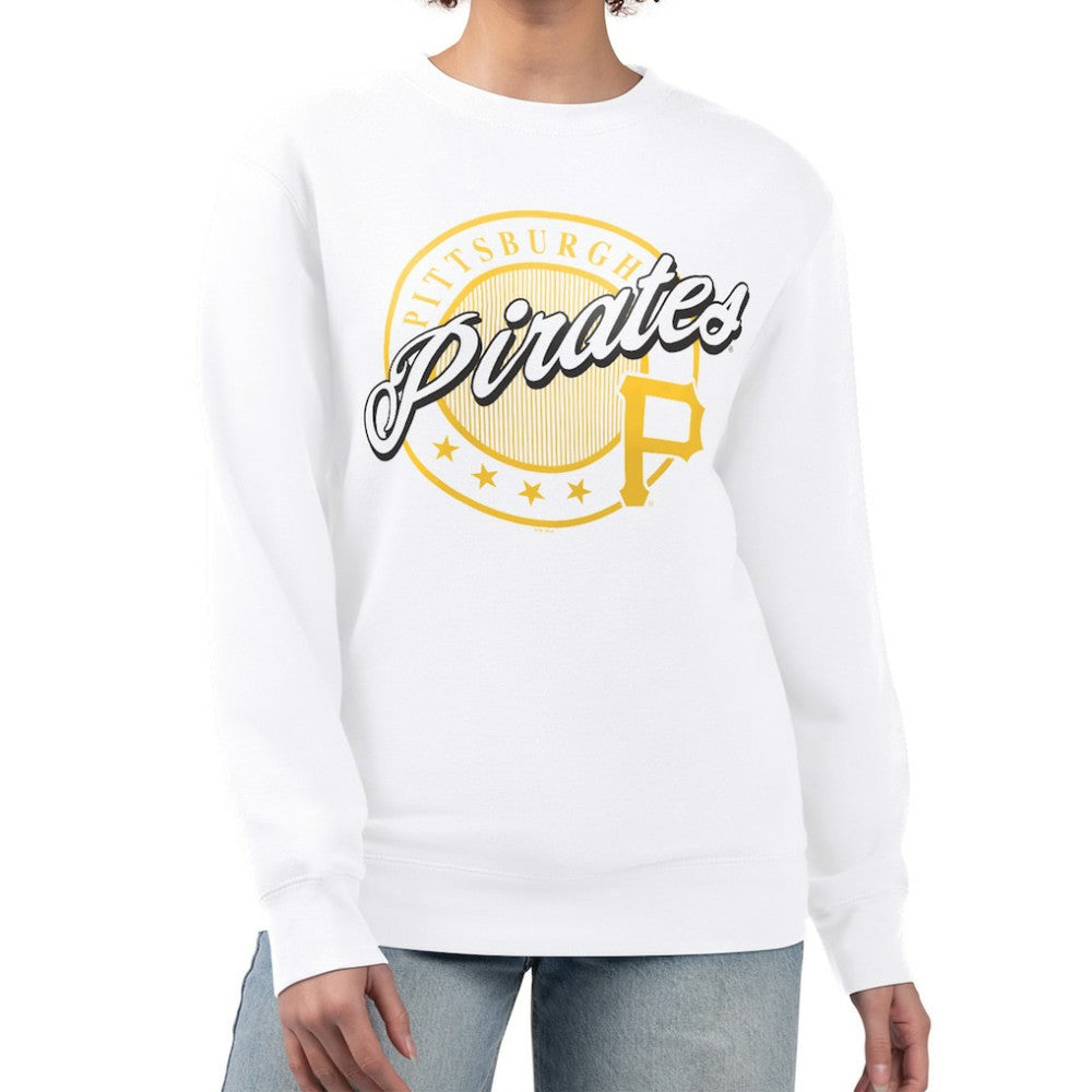 Pittsburgh Pirates G-III 4Her by Carl Banks Women's Pinstripe Circle Team Fleece Pullover Sweatshirt - White