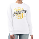 Pittsburgh Pirates G-III 4Her by Carl Banks Women's Pinstripe Circle Team Fleece Pullover Sweatshirt - White