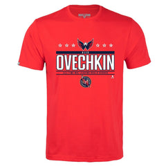 Alexander Ovechkin Washington Capitals Levelwear NHL All-Time Leading Goal Scorer Milestone Stars Name & Number Richmond T-Shirt Red