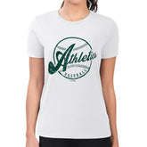 Athletics G-III 4Her by Carl Banks Women's Super-Slim Fit Lightweight Distressed Baseball Team T-Shirt - White