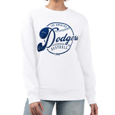 Los Angeles Dodgers G-III 4Her by Carl Banks Women's Distressed Baseball Team Fleece Pullover Sweatshirt - White