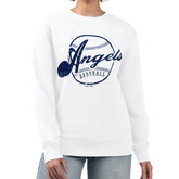 Los Angeles Angels G-III 4Her by Carl Banks Women's Distressed Baseball Team Fleece Pullover Sweatshirt - White