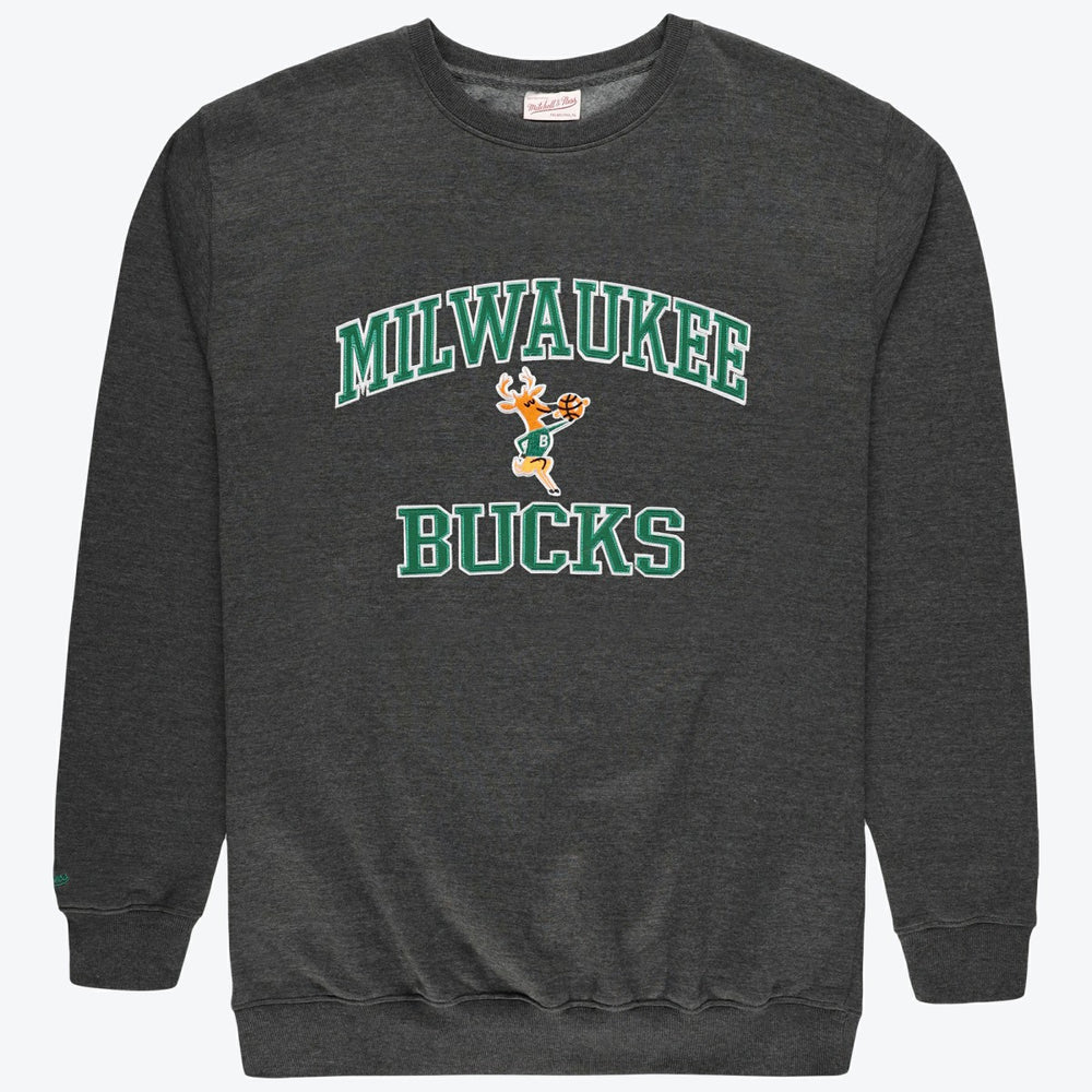 Milwaukee Bucks Hardwood Classics Big & Tall Crewneck Sweatshirt - Heather Charcoal | Mitchell & Ness shop
