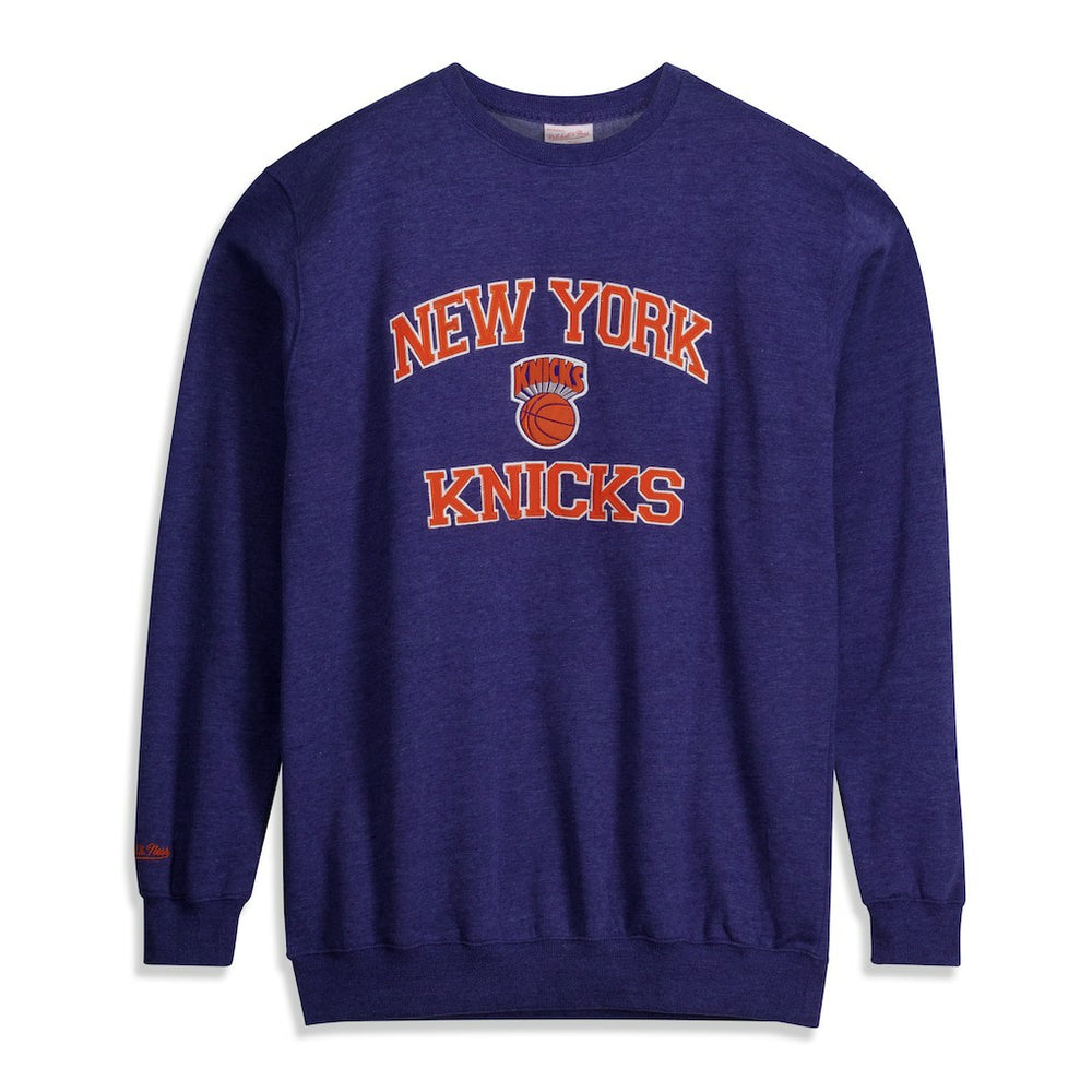 New York Knicks Hardwood Classics Big & Tall Crewneck Sweatshirt - Heather Blue | Mitchell & Ness online
