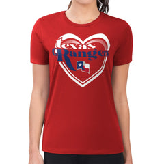 Texas Rangers G-III 4Her by Carl Banks Women's Super-Slim Fit Lightweight Double Heart T-Shirt - Red
