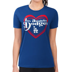 Los Angeles Dodgers G-III 4Her by Carl Banks Women's Super-Slim Fit Lightweight Double Heart T-Shirt - Royal