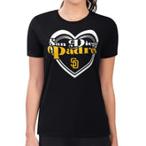 San Diego Padres G-III 4Her by Carl Banks Women's Super-Slim Fit Lightweight Double Heart T-Shirt - Black