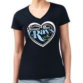 Tampa Bay Rays G-III 4Her by Carl Banks Women's Super-Slim Fit Lightweight Double Heart V-Neck T-Shirt - Navy